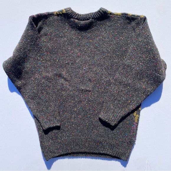Vintage Chunky Knit Confetti Fleck Sweater Mens Large Intarsia Pattern‎ Charcoal - Picture 5 of 9